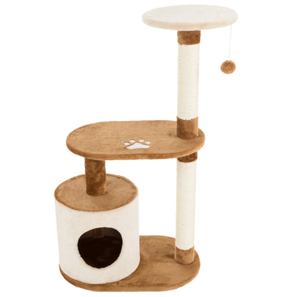3-Tier Cat Tree with Napping Perches and Scratching Posts (Brown)