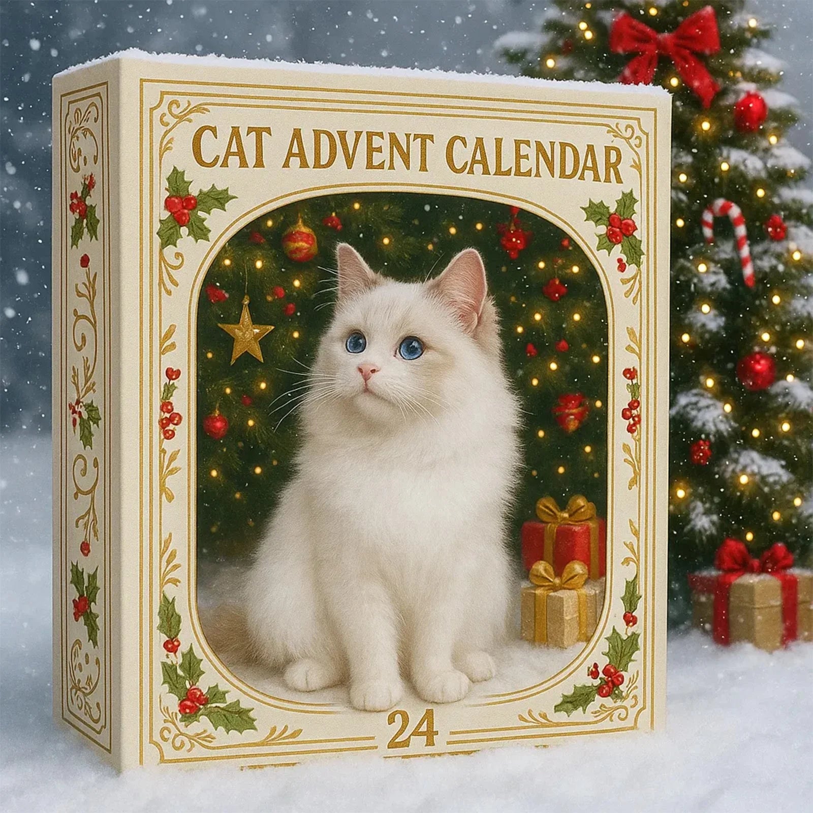 Cat Lovers Advent Calendar 2025, 24 Days Christmas Countdown with 24 Popular Cat Breeds, 2D Acrylic Cat Ornaments, Holiday Gift for Cat Enthusiasts & Collectors