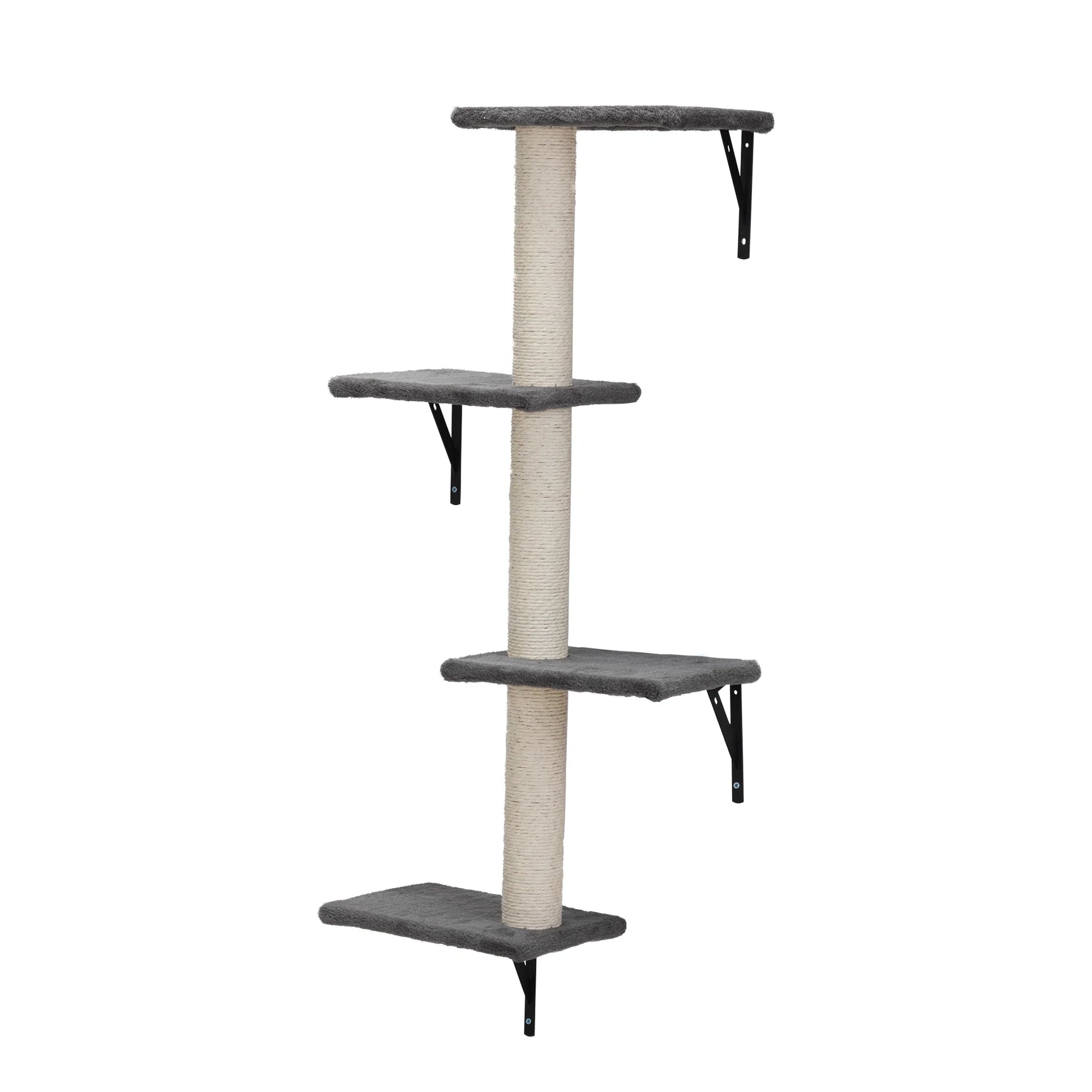 Cat Wall Shelves and Perches Set of 5, Indoor Cat Condo for Sleeping Playing Lounging Climbing Cat Tree House, Gray
