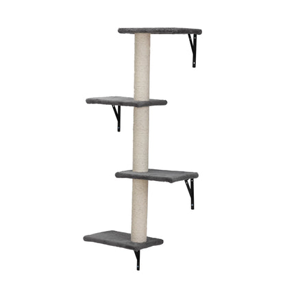 Cat Wall Shelves and Perches Set of 5, Indoor Cat Condo for Sleeping Playing Lounging Climbing Cat Tree House, Gray