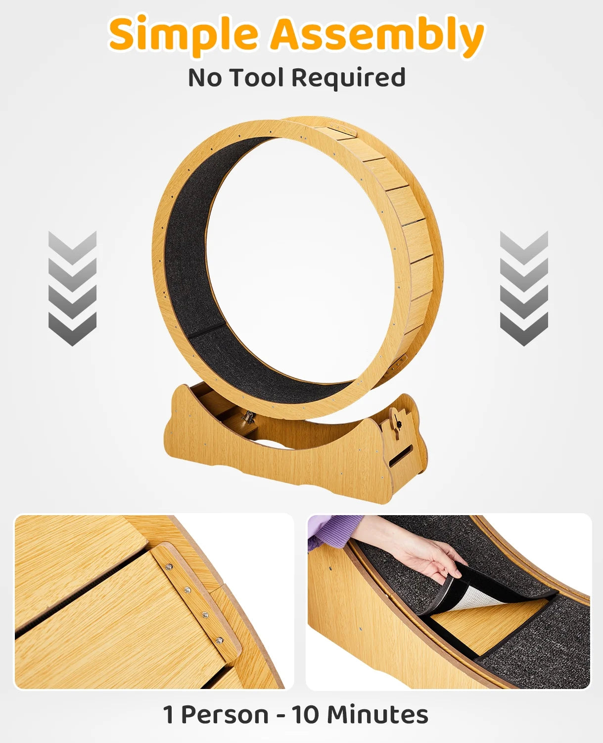 Cat Exercise Wheel for Indoor Cats,40" Large Cat Running Treadmill Wheel with Carpeted Runway for Kitty’S Longer Life,Natural Wood Color